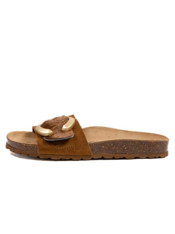 billowy Leren slippers lichtbruin