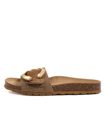 billowy Leren slippers bruin