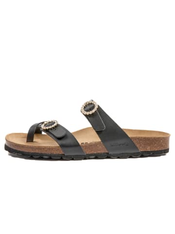 billowy Leren teenslippers zwart