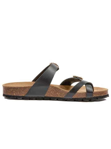 billowy Leren teenslippers zwart