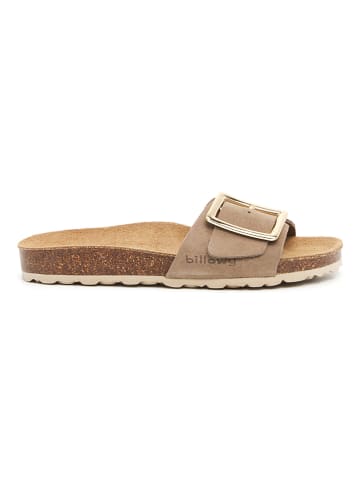 billowy Leder-Pantoletten in Beige