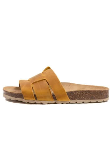 billowy Leren slippers geel