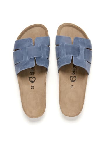 billowy Leder-Pantoletten in Blau