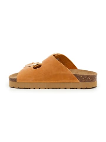 billowy Leder-Pantoletten in Orange