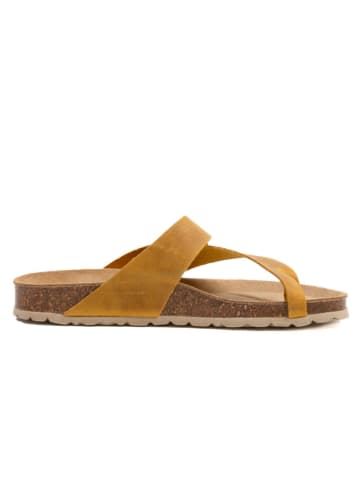 billowy Leren teenslippers geel