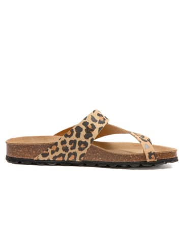 billowy Leren teenslippers bruin/beige