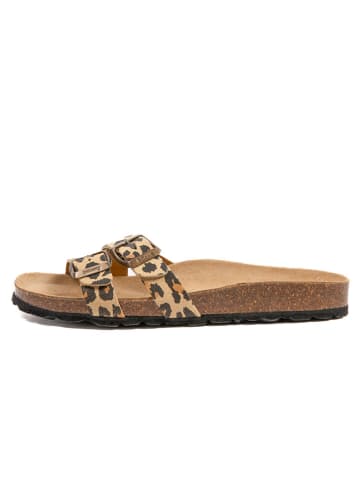 billowy Pantoletten in Braun/ Beige