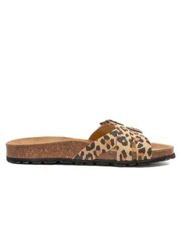 billowy Pantoletten in Braun/ Beige