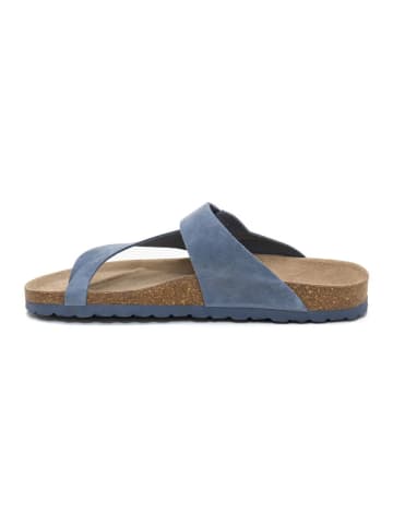 billowy Leder-Zehentrenner in Blau