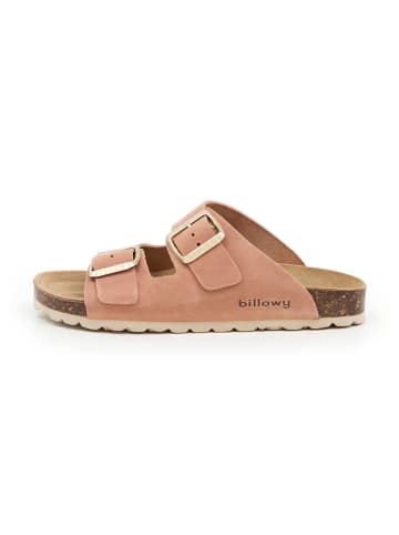 billowy Leder-Pantoletten in Rosa