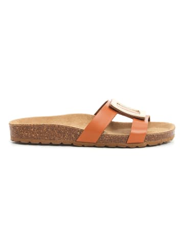 billowy Leren slippers lichtbruin