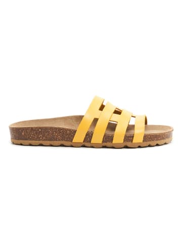 billowy Leren slippers geel