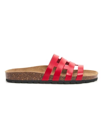 billowy Leder-Pantoletten in Rot