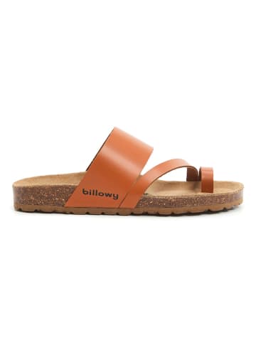 billowy Leder-Zehentrenner in Hellbraun