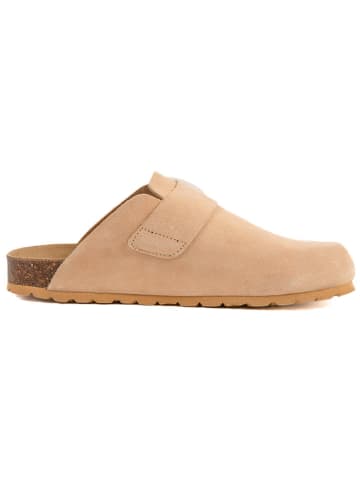 billowy Leder-Clogs in Beige