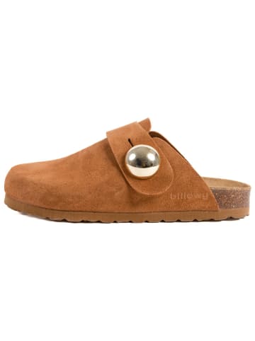 billowy Leder-Clogs in Hellbraun