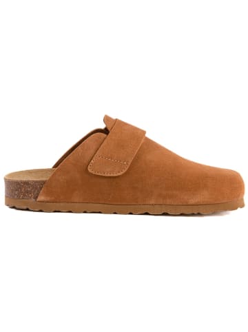 billowy Leren clogs lichtbruin