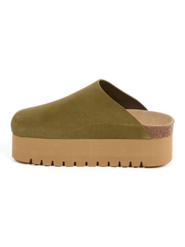 billowy Skórzane chodaki w kolorze khaki