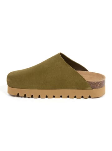 billowy Skórzane chodaki w kolorze khaki