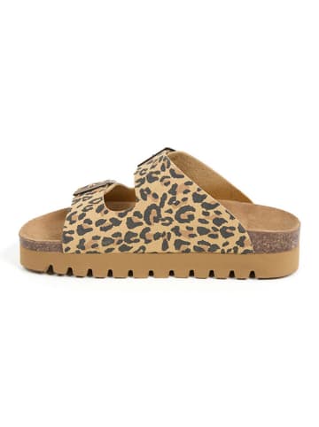 billowy Pantoletten in Beige/ Braun