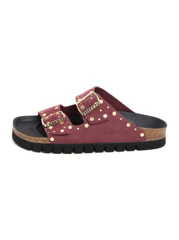 billowy Leren slippers donkerrood