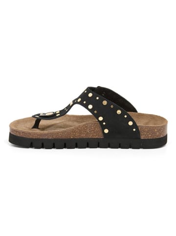 billowy Leren teenslippers zwart