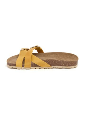 billowy Leren slippers geel