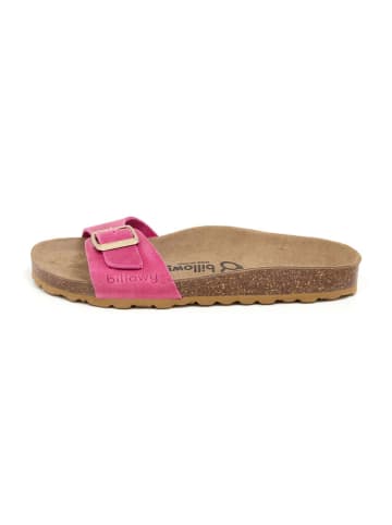 billowy Leder-Pantoletten in Pink