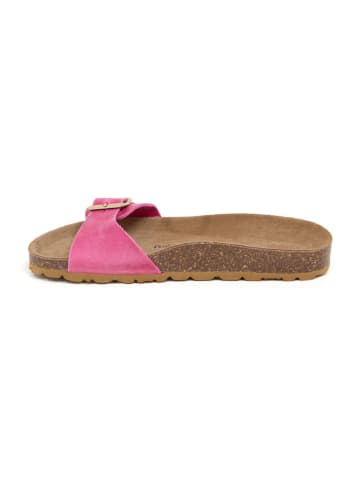 billowy Leder-Pantoletten in Pink