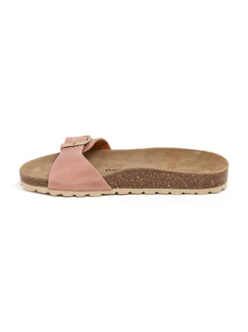 billowy Leder-Pantoletten in Rosa