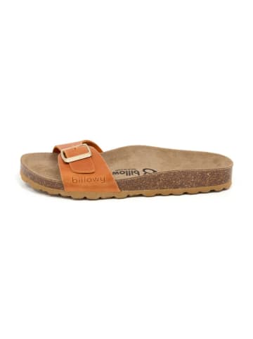 billowy Leder-Pantoletten in Orange