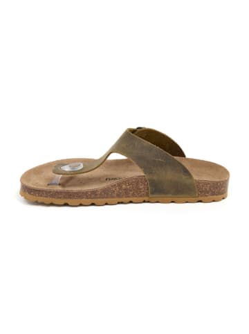 billowy Leren teenslippers bruin