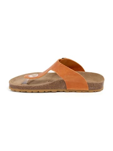 billowy Leder-Zehentrenner in Orange