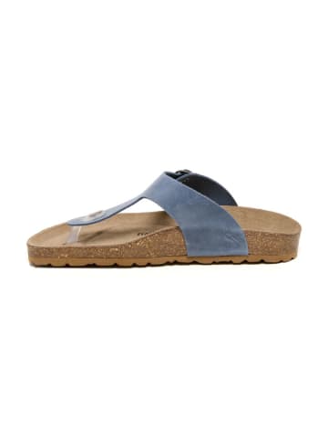 billowy Leder-Zehentrenner in Hellblau
