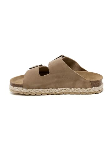 billowy Leren slippers beige