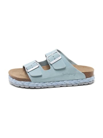 billowy Leren slippers lichtblauw
