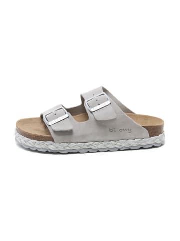 billowy Leder-Pantoletten in Grau