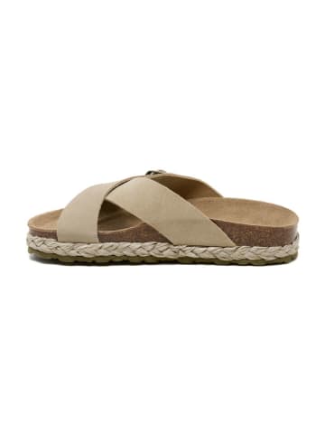 billowy Leren slippers beige