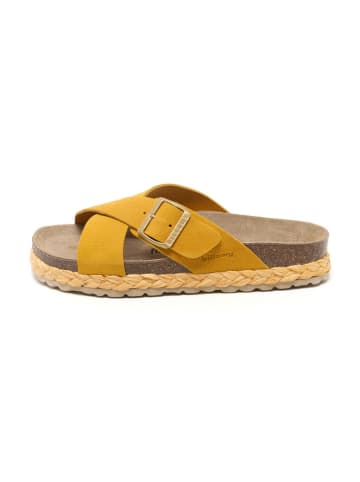 billowy Leren slippers geel