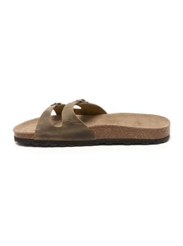 billowy Leren slippers bruin