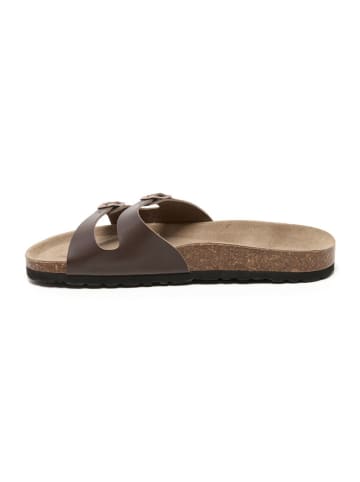 billowy Leren slippers bruin