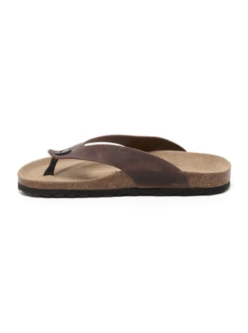billowy Leren teenslippers bruin
