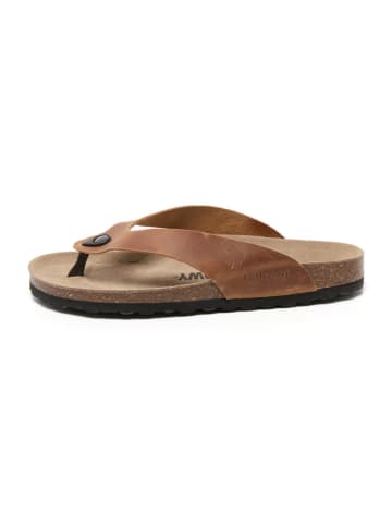 billowy Leren teenslippers lichtbruin
