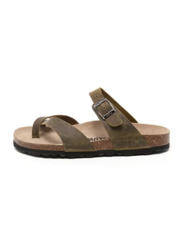 billowy Leren teenslippers bruin
