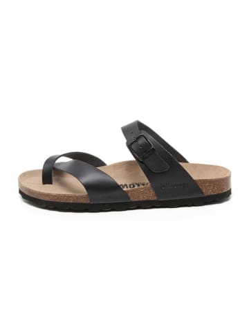 billowy Leren teenslippers zwart