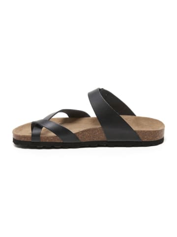 billowy Leren teenslippers zwart