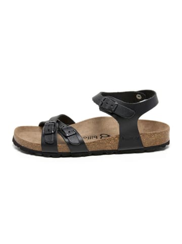 billowy Leder-Sandalen in Schwarz