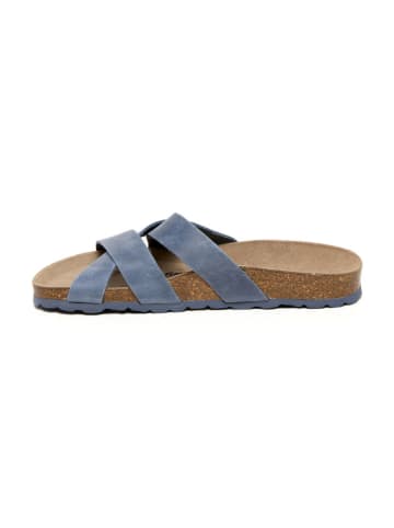 billowy Leder-Pantoletten in Blau