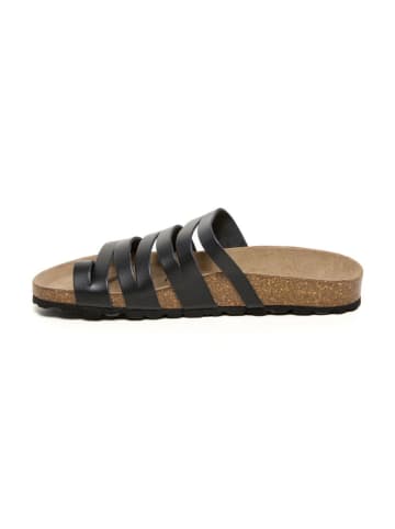 billowy Leder-Zehentrenner in Schwarz