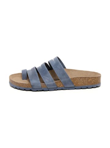 billowy Leder-Zehentrenner in Blau